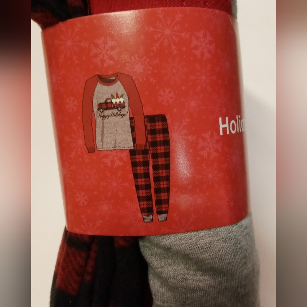💕Holiday Style Ladies Pajamas Set Plaid Flannel L NEW
